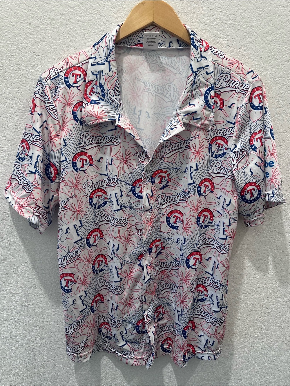 Texas Rangers Hawaiian Shirt Men’s Medium MLB Baseball Tropical